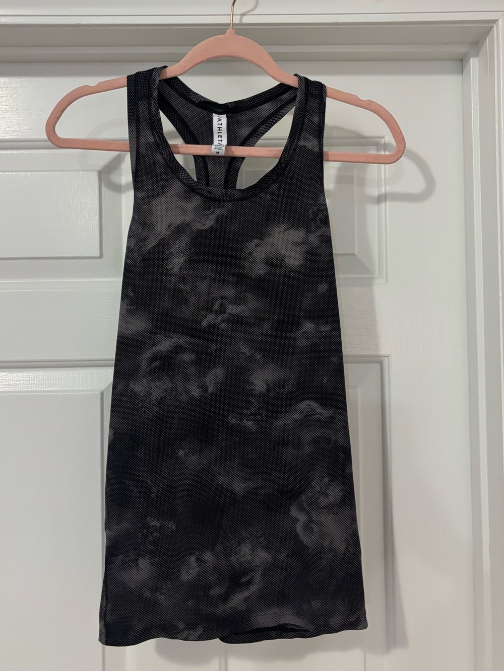 Athleta Black and Gray Tie-Dye Performance Racerback Tank